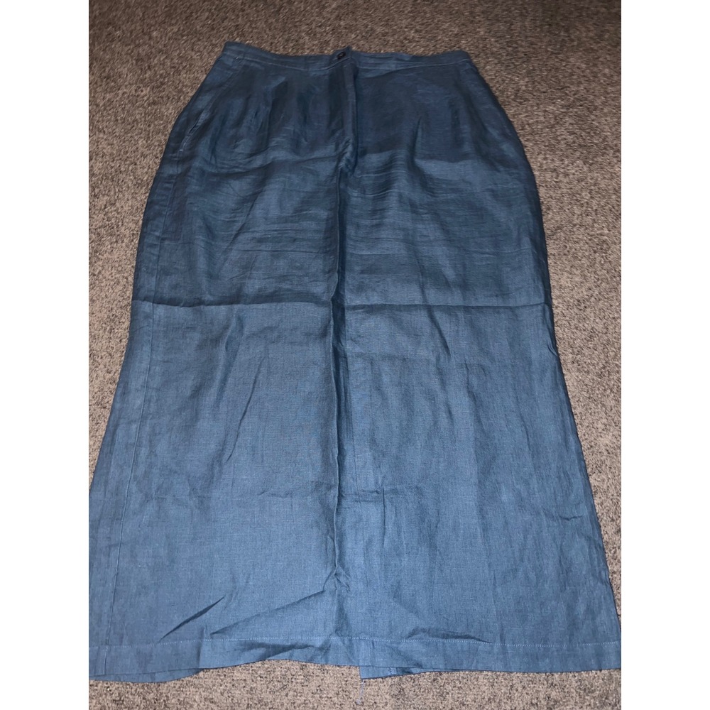 Talbots Woman Irish Linen Maxi Skirt Blue 100% Linen Size 16W
